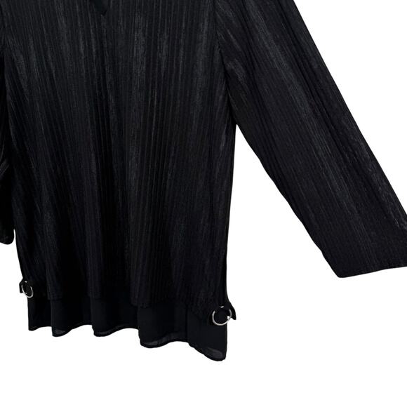 JM Collection Plus Size 2X XXL Black Metallic Blouse Shirt Top Formal Dinner - Picture 6 of 7